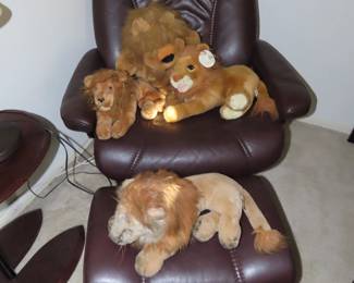 Stuffed toy lion collection.