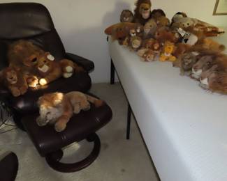Stuffed toy lion collection.
