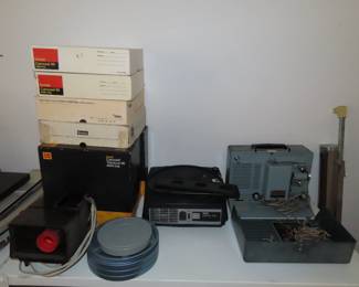 Slide carousels, projector, slide player.