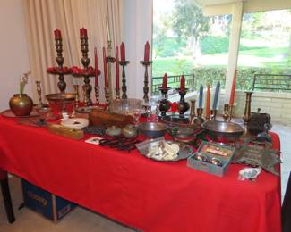 Candlesticks, crystal bowls.