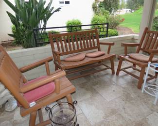 Cute wooden patio set.