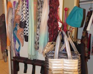Scarves and purses.