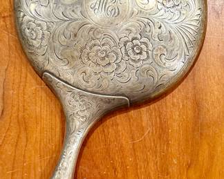 Sterling Hand Held Monogrammed Mirror