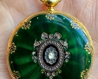 18K Gold & Enamel (David J. Magnin Geneva) Pocket Watch