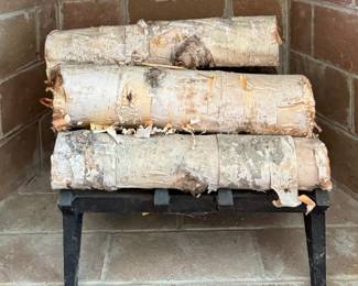 Fireplace Grate with Birchwood Logs