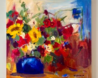 "Blue Velvet" Oil on Canvas, Signed Valerie Lennon