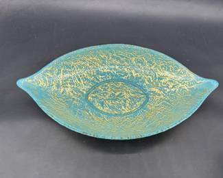 Mid Century Modern Aqua w/ Gold Decorative Dish