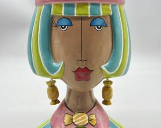 Whimsical Dolly Mama Ceramic Head Vase by Joey