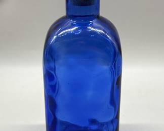Cobalt Blue Wavy Glass Bottle w/ Cork Stopper
