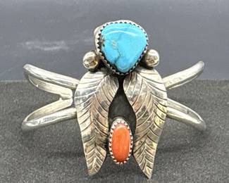 Sterling & Turquoise Navajo Cuff Bracelet TW 25.42