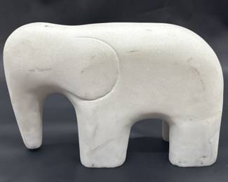 Heavy Carved Stone White Elephant Figure