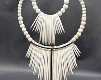 Wooden Bead w/ Spikes Sculpture on Stand