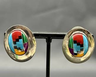 925 Silver w/ Turquoise Earrings, TW 8.65g