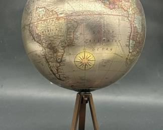 Desktop Globe w/ Metallic Golden Oceans & Land