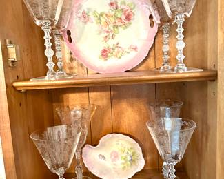 Germany dishes & Fostoria Champaign glasses