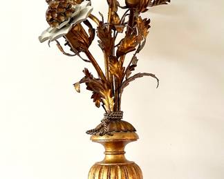 Lamp Italian Hollywood Regency style gilt floral