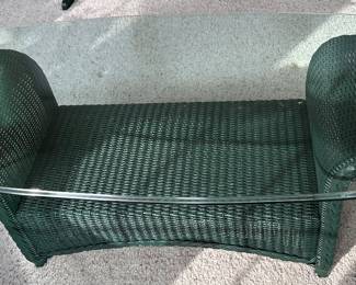 Wicker coffee table with glass top