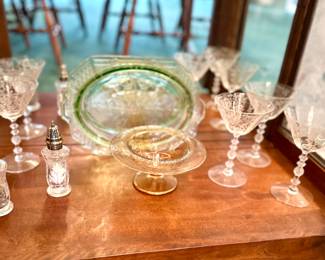 Fostoria, green depression glass tray 