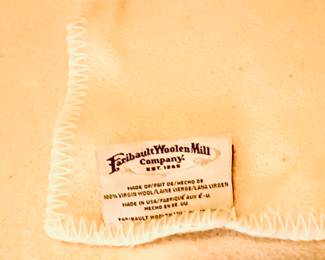 Wool blanket on bed Faribault Woolen Mill 