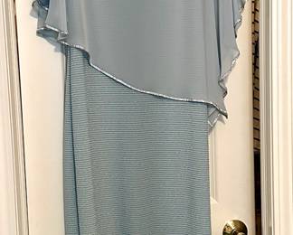 Blue gray chiffon dress