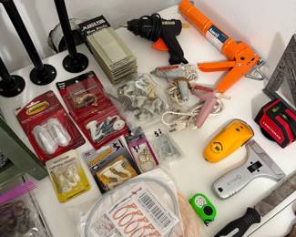 Hooks, hot glue guns, hardware