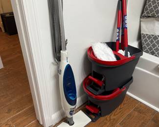 Spin mop buckets, mops