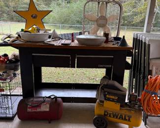 Craftsman workbench, deWalt air compressor