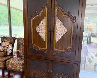 Carved wood armoire 