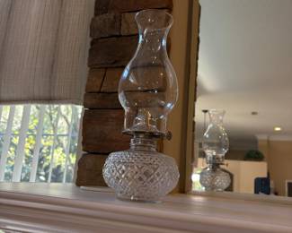 “B” antique oil lamp