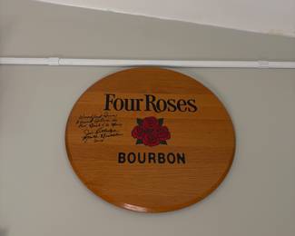 Four roses bourbon barrel lid signed