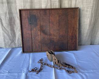 Vintage wooden sewing floor & pully