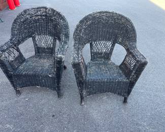 Black rustic wicker chairs