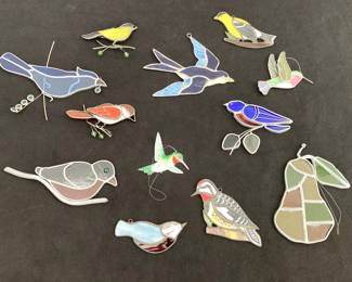 Leaded Glass Bird Ornaments