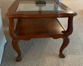 Pennsylvania House Glass Top Ball and Claw Lamp Table