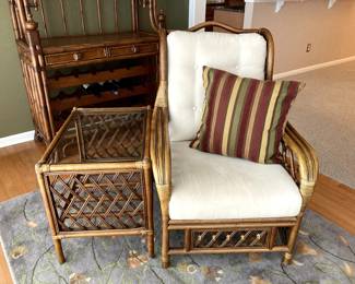 Rattan Armchair and Side Table