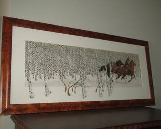 great signed and framed art that is extended on the matting