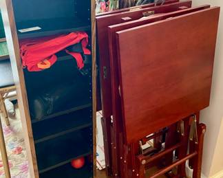 These TV tables interlock to create one big table.