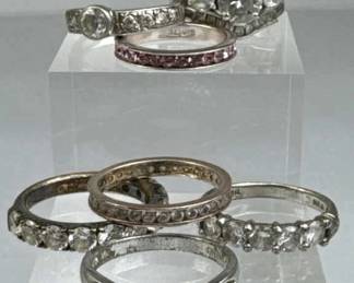 (7) 925 Sterling Silver Zirconia Rings Bundle