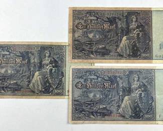 (3) 1910 Germany Lg Reichsbanknotes, 100 Mark