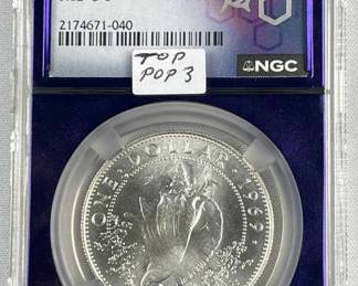 1969 Silver Bahamas $1 NGC MS64, Top Pop 3
