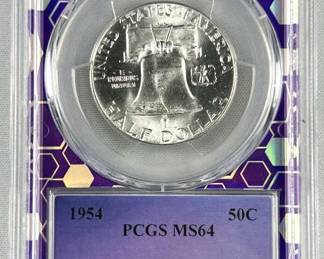 1954 Silver Franklin Half, PCGS MS64