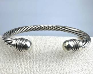 925 Silver Solid Classic Cable Cuff Bracelet