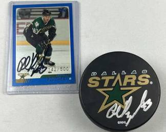 Dallas Stars Philippe Boucher Signed Card/Puck