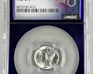 1945 Mercury Silver Dime, NGC MS64
