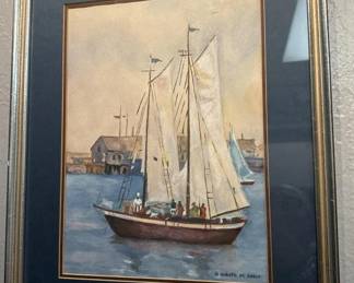 Watercolor Sailboat Painting, Elizabeth St. Austin