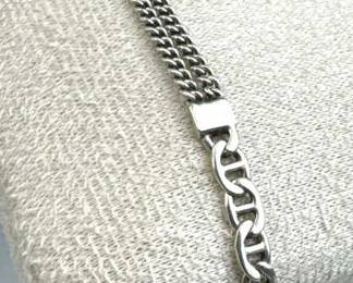 925 Silver Italy Flat Curb & Mariner Link Bracelet