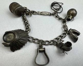 925 Silver Vintage Southwestern 7 Charm Bracelet