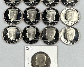(13) 1980s & 90s JFK Proof Half Dollar Coins