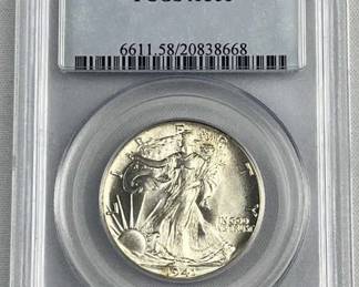 1941 Walking Liberty Silver Half, PCGS AU58