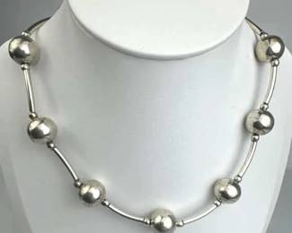 925 Silver Big Ball & Bar Toggle Necklace